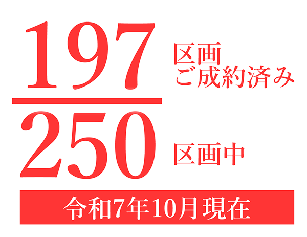 令和7年10月現在 250区画中197区画ご成約済み